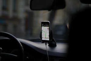 black phone car map direction travel taxi transport mobility street city