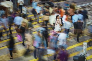 crowd girl asia busy street city phone digital dynamic